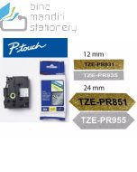 Gambar perlengkapan sekolah Brother TZE-PR851 Black on Premium Gold 24mm P-touch Tape dan aneka katalog Brother (tape) grosir